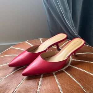 Reformation Red Kitten Heel Mules